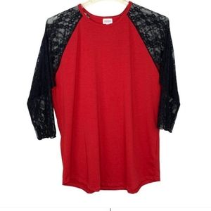 LulaRoe Randy Plus Lace Sleeve Top New With Tags